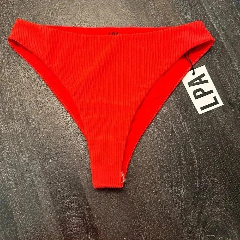 Revolve LPA Red Swim Ribbed Bottom Sz L - Picture 2 of 4